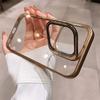 Fold Glass Lens Stand Holder Clear Case For 17 16 15 14 13 12 Pro Max Plus Plating Camera Protection Shockproof Cover