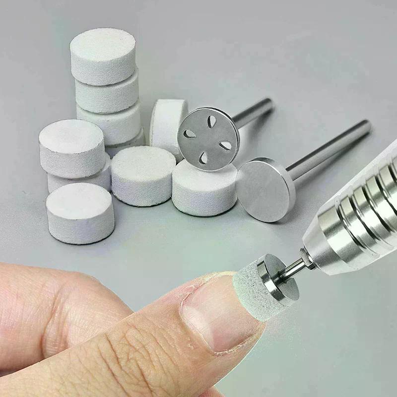 50pcs 10 Mm Self-Adhesive Replaceable Sponge Buffing Pads Stainless Steel Disk For Pedicure Polish Accessories