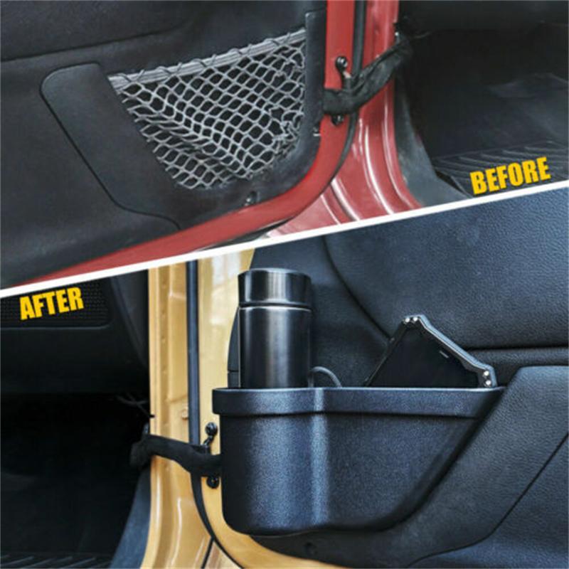 Paar Auto Vordertür Seitenfach Getränkehalter Aufbewahrungsbox Türfächer Autoinnenraumzubehör Passend für Jeep Wrangler JK 2011-2017 2/4-Türer