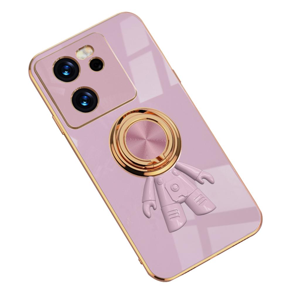 

For Xiaomi 13T/13T Pro Case with Astronaut Ring Kickstand 6D Electroplating TPU Phone Cover Purple