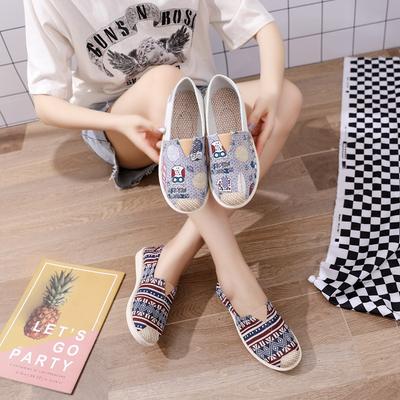 Outer Single Canvas Shoes Summer and Autumn Single Shoes Women's One-pedal Old Beijing Cloth Shoes Women's Shoes Shallow Mouth Breathable Flat Bottom