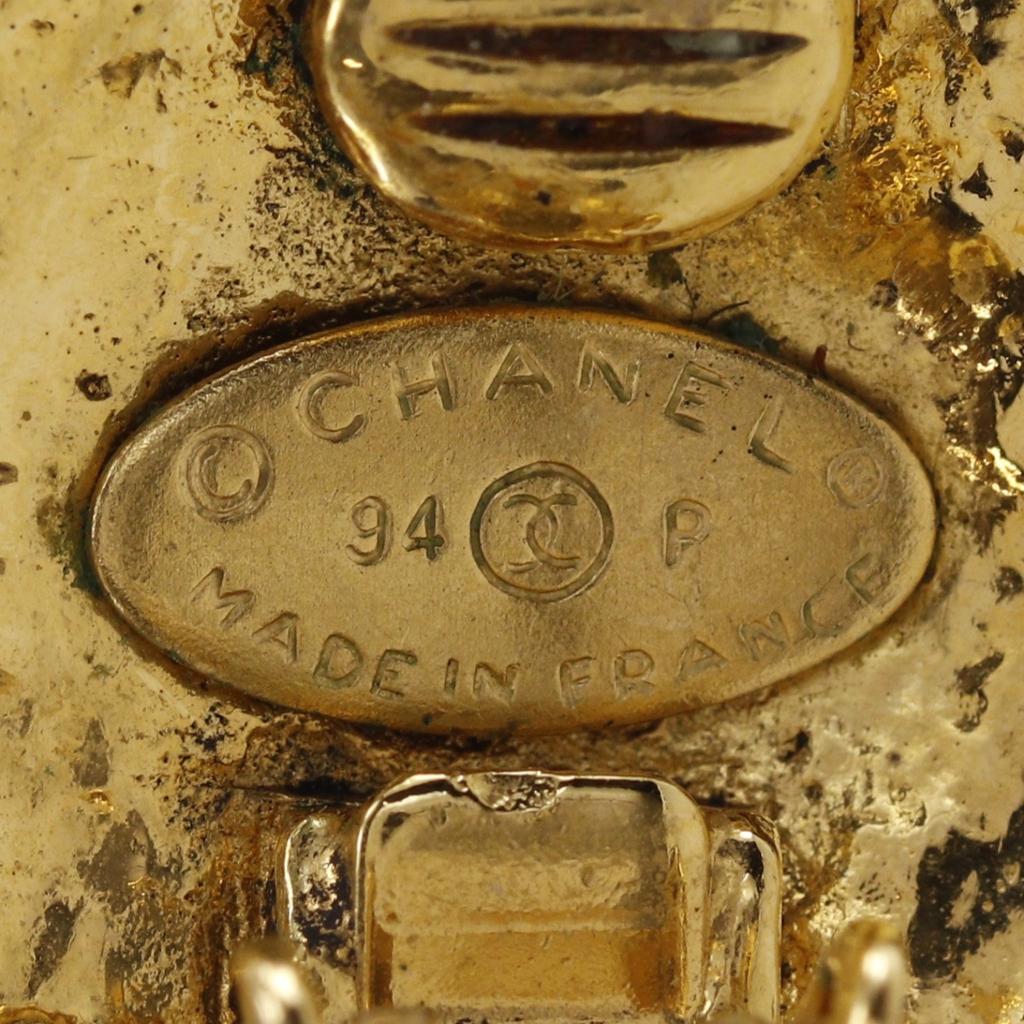 CHANEL COCO Mark Earring Matelasse vintage Plated Gold 45g Women Used