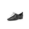 Fashion 2025 New Soft Genuine Leather Lace-up Women Heels Shoes Square Toe Comfortable Fashion Casual Low Heel Shoes Four Seasons Shoes
