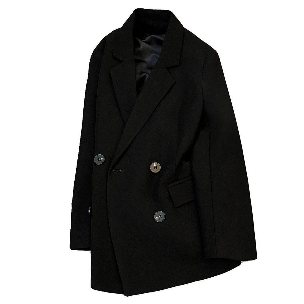 Korean Style Black Women's Jacket: 2026 Spring/Autumn Trendy, Versatile, High-End Small Suit for Petite Fashionistas.