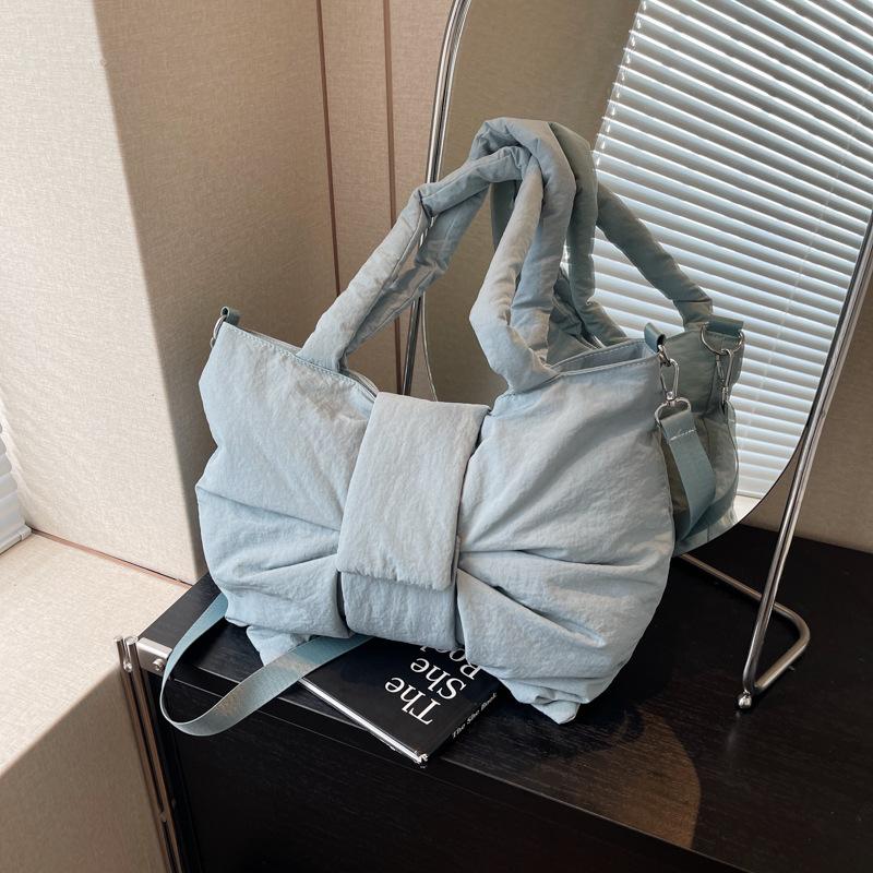

Casual large-capacity nylon cloth bag women s new versatile bow underarm shoulder bag messenger bag синій