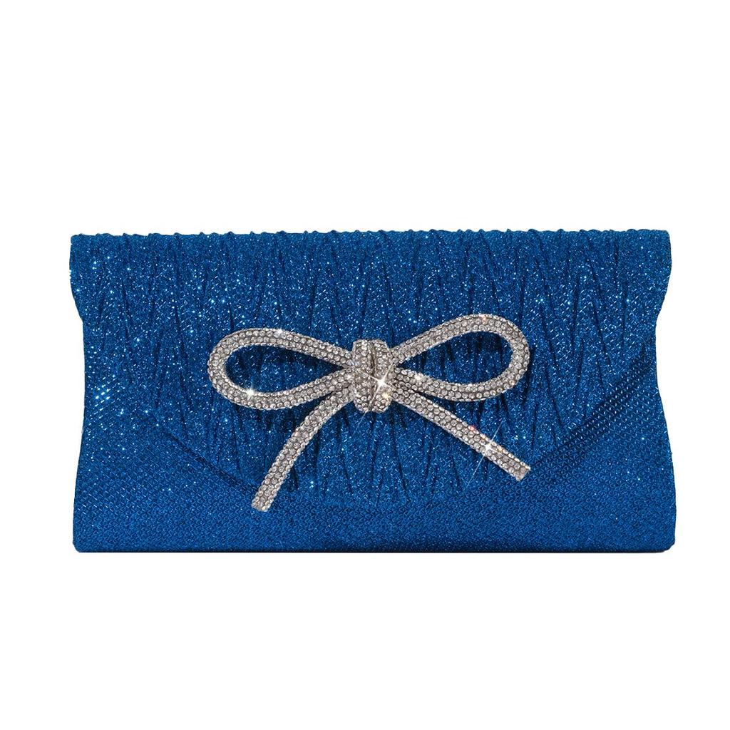 Rhinestone Bow Evening Clutch – Mini Bling Chain Handheld Bag for Women