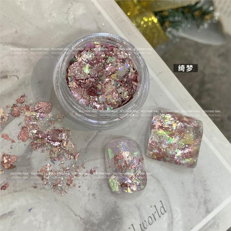 4/1Box Irregular Foil Opal Nail Glitter Sequins Sparkly Gradient Symphony Polarized Flakes Silver Gold Mixed Nail Art Decoration