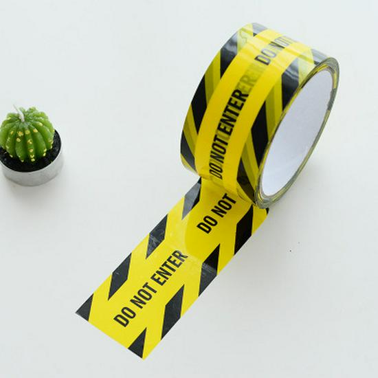 Large Roll Warning Tape - Black Text on Yellow Background, 4.8CM Wide, 25M Long