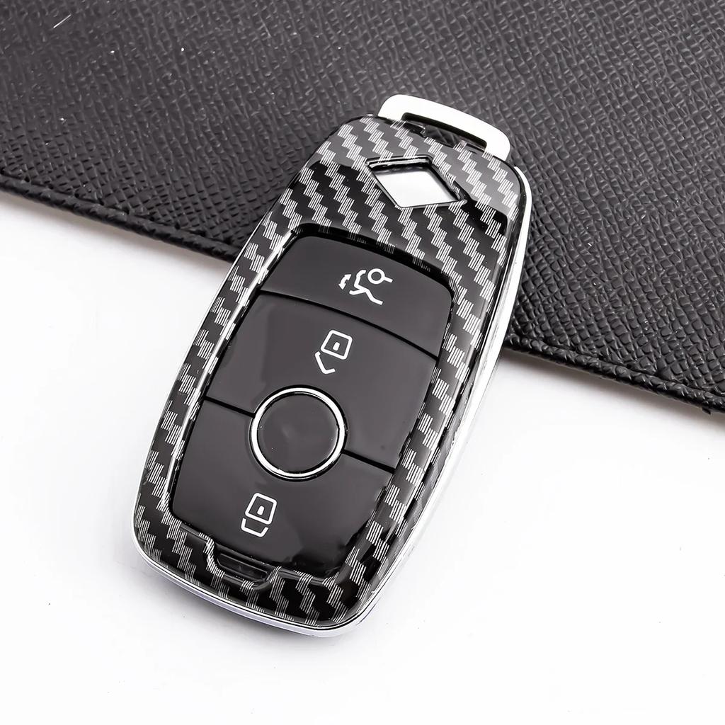 Carbon Fiber Car Key Fob Case Cover Keychain For Mercedes Benz Gla Glb Glc Gle Gls Cla Cls Eqa Eqb Eqc W177 W247 W205 W213 S213