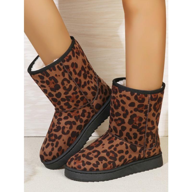 Neue modische Baumwollstiefel in Wadenhöhe für Damen, einschließlich Übergrößen mit Fleece und verdickten Schneestiefeln