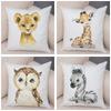 Aquarell niedliche Tier Kissenbezug Sofa Home Decor Zebra Giraffe Nilpferd Affe Löwe Fuchs Kissenbezug Kissenbezug