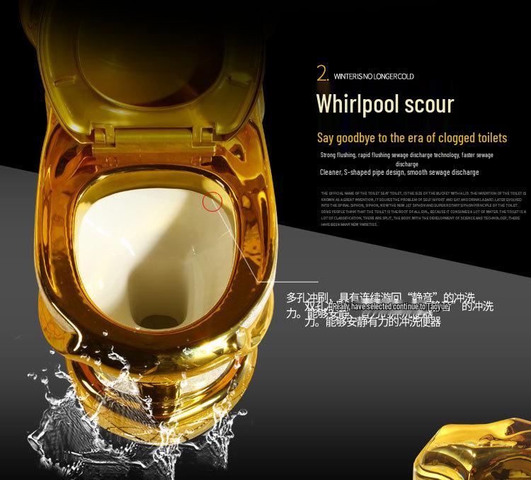 European Palace Gold-Plated Embossed Retro Toilet in Golden Color