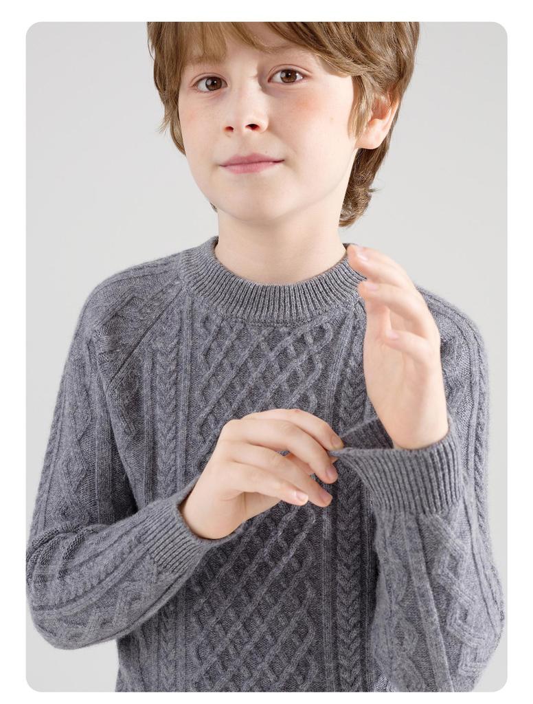 Men's and Kids' Thickened Pure Wool Turtleneck Sweater, Cable Knit Base Layer Pullover for Medium and Large Children