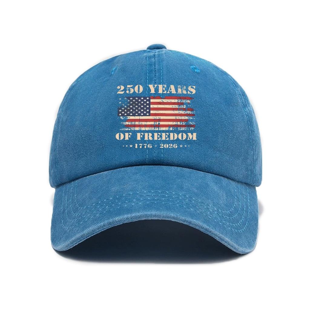 1pc US 250th Anniversary Cap Washed Print Cap,Unisex Adjustable Retro Patriotic Cap US 250th Anniversary Tribute Trucker Hat