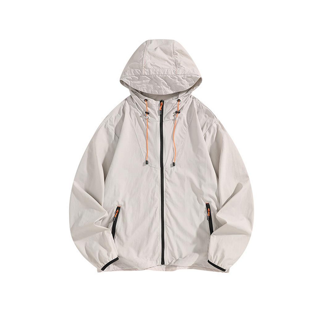 Unisex Lightweight Hooded Jacket Breathable UV Protection Thin Outdoor Windbreaker Full Zip Up Pocketed Coat for Travel