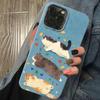 Adorable Chat Rond Aquarelle Douce Joueuse Esthétique Coque de Téléphone pour iPhone 17 16 15 14 11 12 13 Pro Max Air Plus Housse Arrière