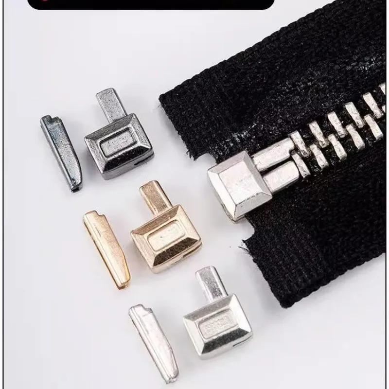 12pcs/set Metal Zipper Head Sliders Retainer Insertion Pin Zipper Top Stopper Ends for Coat Jacket Clothes Repair Kit Bag Decora