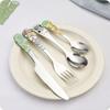 1/4Pcs Animal Cartoon Cute Fork Stainless Steel Children Spoon Fork Children Kids Cutlery Set Tableware Dinnerware Supplies Gift