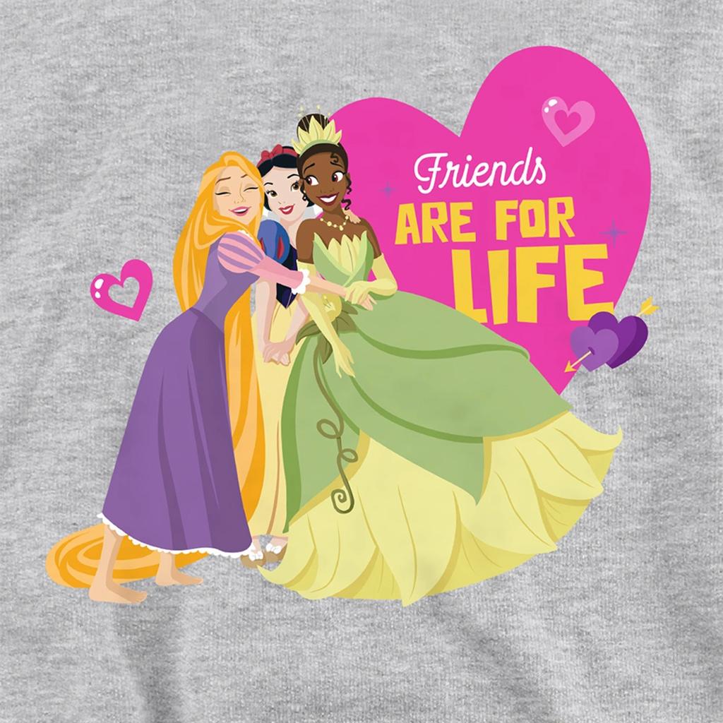 Disney Princess Childrens/Kids Friends Are For Life Valentine`s Day Hoodie