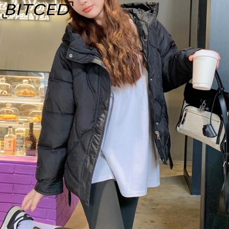 BITCED Loose-Fit Women's Winter New Arrival Short Casual Hooded Oversized Cotton Coat, Cotton Jacket, Padded Jacket