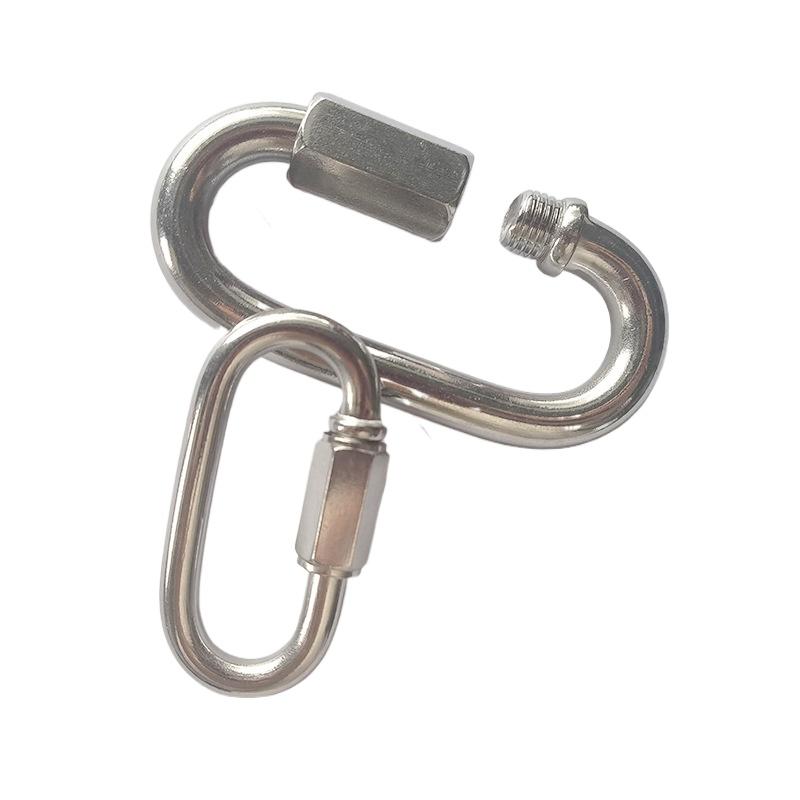 Connect Hook Stainless Steel Connecting Ring Quick Chain Link Track Climbing Mountaineering Carabiner Insurance Buckle M4/6/8/10