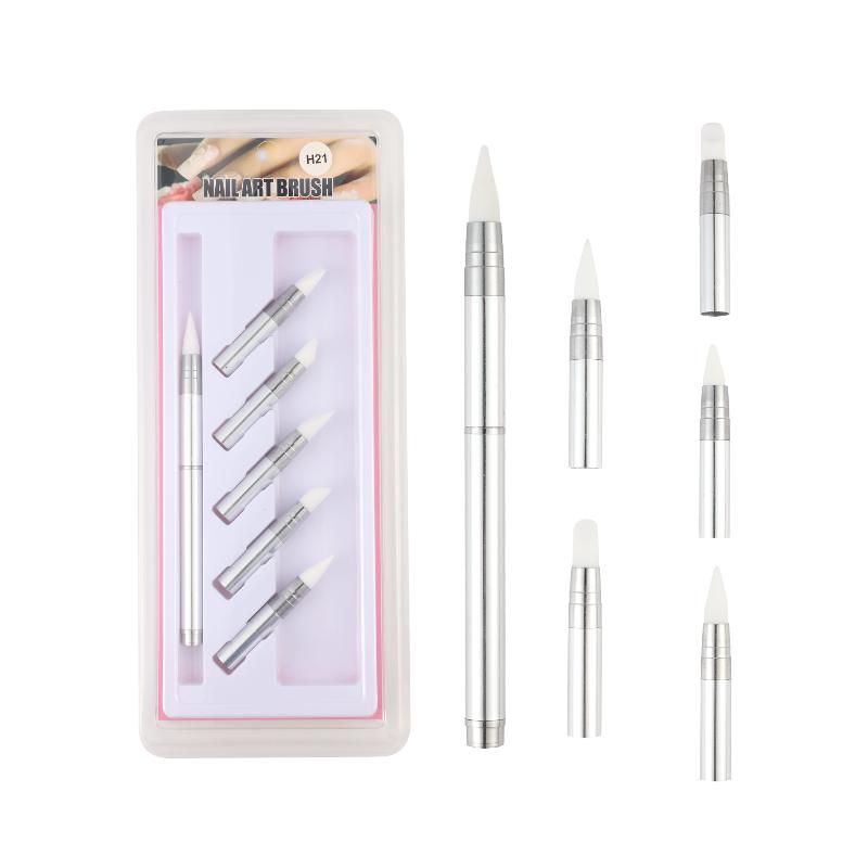 

1Set Nail Art Pen Silicone Carving Flower Sculpting Pen Adjustable Glue Stick Embossing Brush Professional Manicure Pen A6
