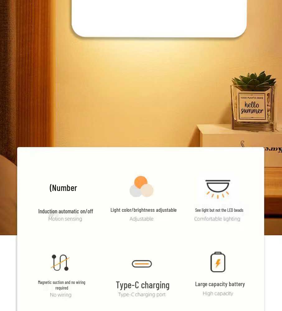 Smart RGB Sensor Night Light with Magnetic Charging - Ideal for Bedrooms, Staircases, Cabinets, and More