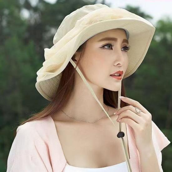Mosquito Head Net Hat Sun Protection Bucket Hat with Hidden Net Mesh Foldable Fly Protection Netting Hat for Outdoor Fishing Hiking
