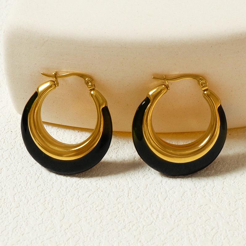 Retro Epoxy Circle Enamel Earrings: Fashionable, High-end & Versatile
