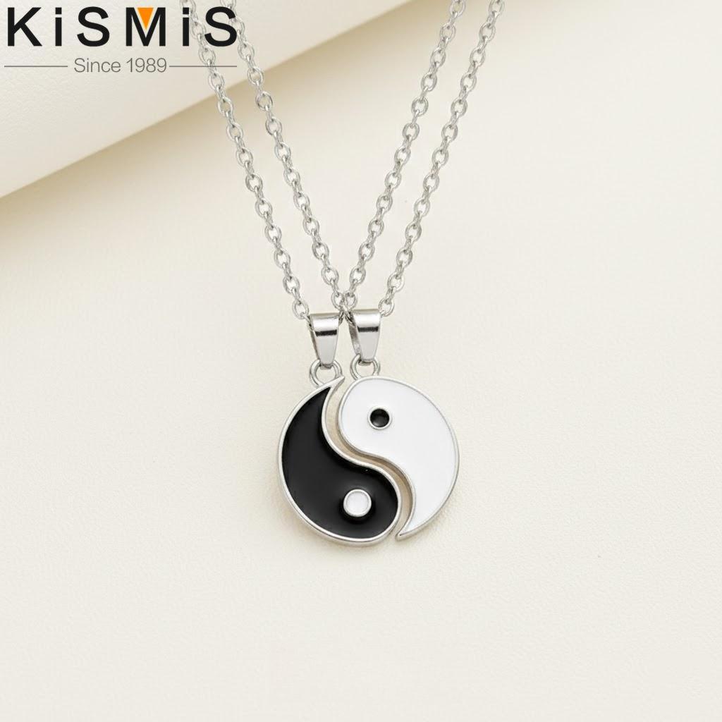 Exquisite Yin Yang Tai Chi Puzzle Couple Pendant Romantic Anniversary Gift Valentines Day Jewelry Necklace Set
