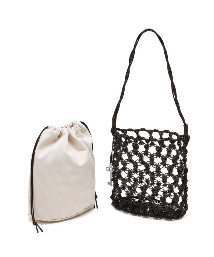 Athe Vanessabruno Ivory Weaving Net Shoulder Bag M Aaba6E861Iv