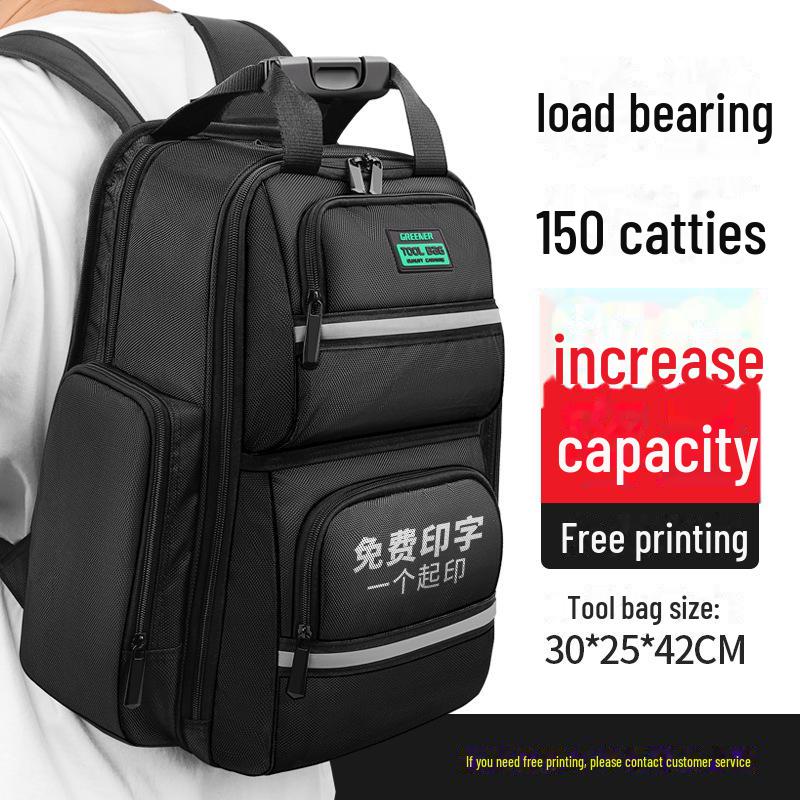 Green Forest Men's Double Shoulder Tool Backpack – Multifunctional, Durable Canvas Repair Bag for Electricians