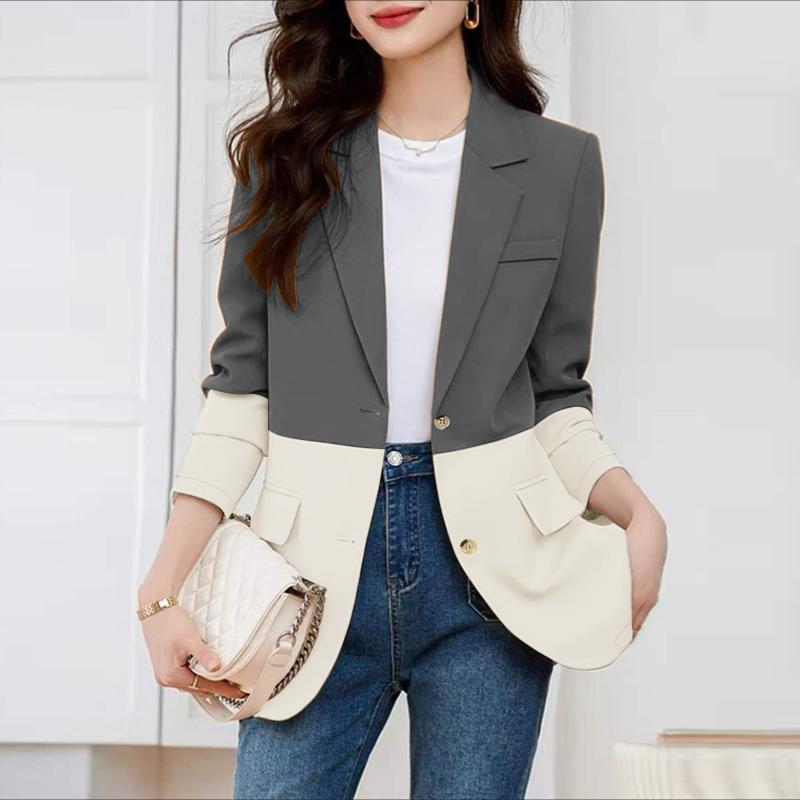 

ZANZEA Women Casual Turn Down Collar Long Sleeve Patchwork Thin Cardigan Blouse 2XL сірий колір