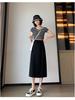 2024 Black A-Line Midi Skirt: High Waist, Slimming, Petite, Versatile for Women - Perfect for Spring/Summer