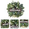 Artificial Wreath Leaves Branch Garland Welcome Sign Door Wreath Welcome Door Sign Wall Wreath for