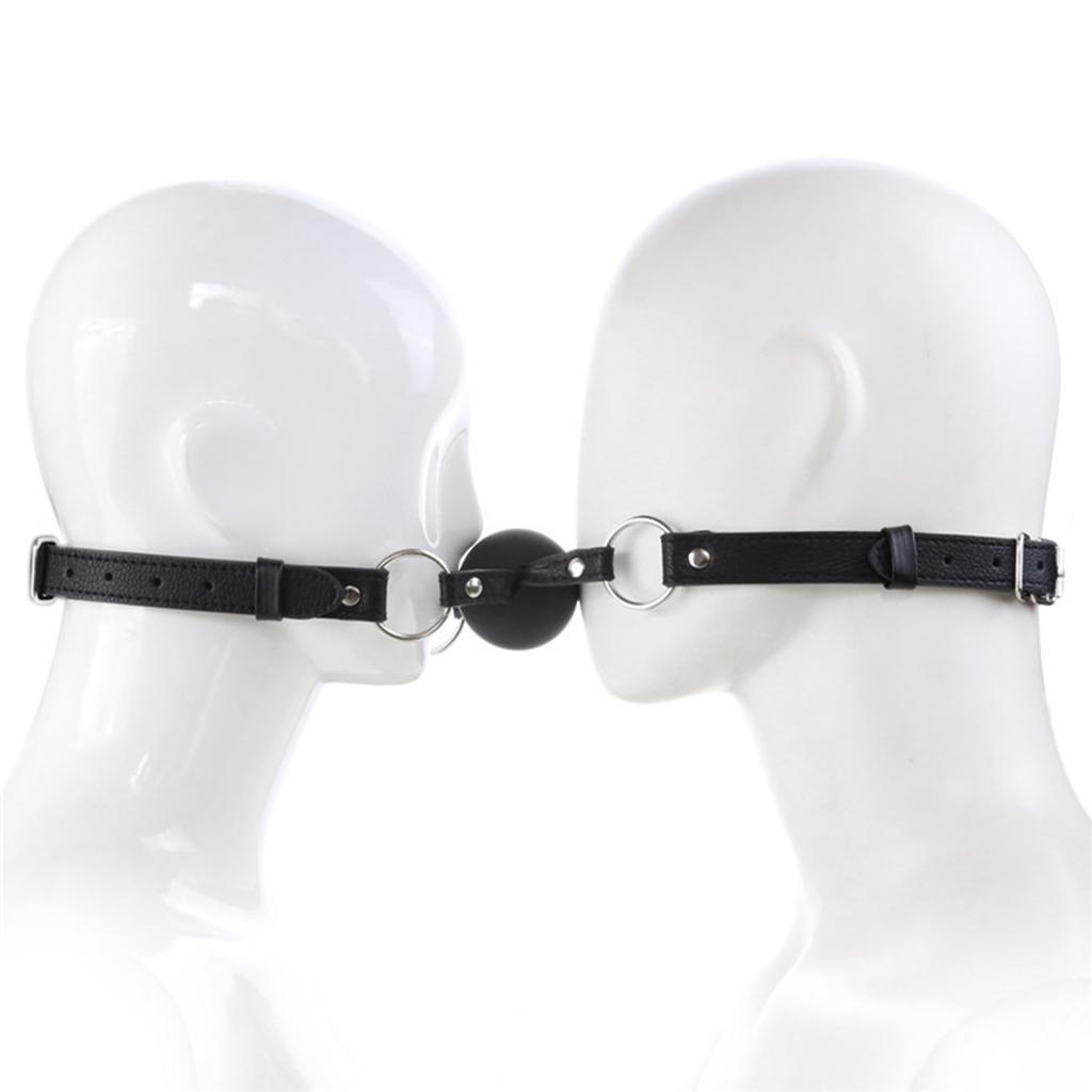 Gay Sex Restraint Mouth Gag SM Slave Fetish Mouth Double Silicone Balls Sex Toys for Couples PU Leather Plug Erotic Product