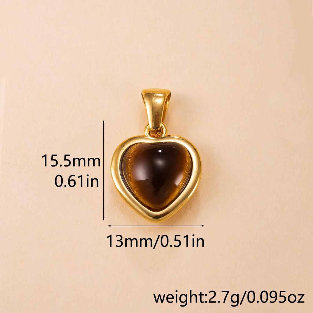 Exaggerated Geometric Tiger Eye Stone Pendant Necklace In Stainless Steel