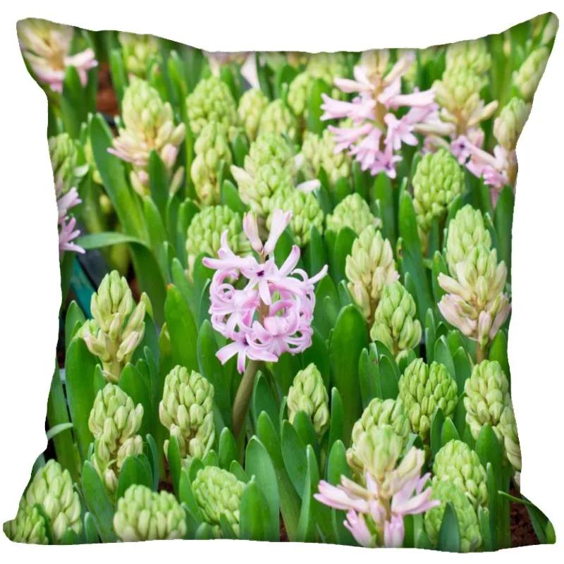 Hyacinth Flowers Pillow Case For Home Decorative Satin Pillows Cover Invisible Zippered Throw PillowCases 45X45cm 11-4