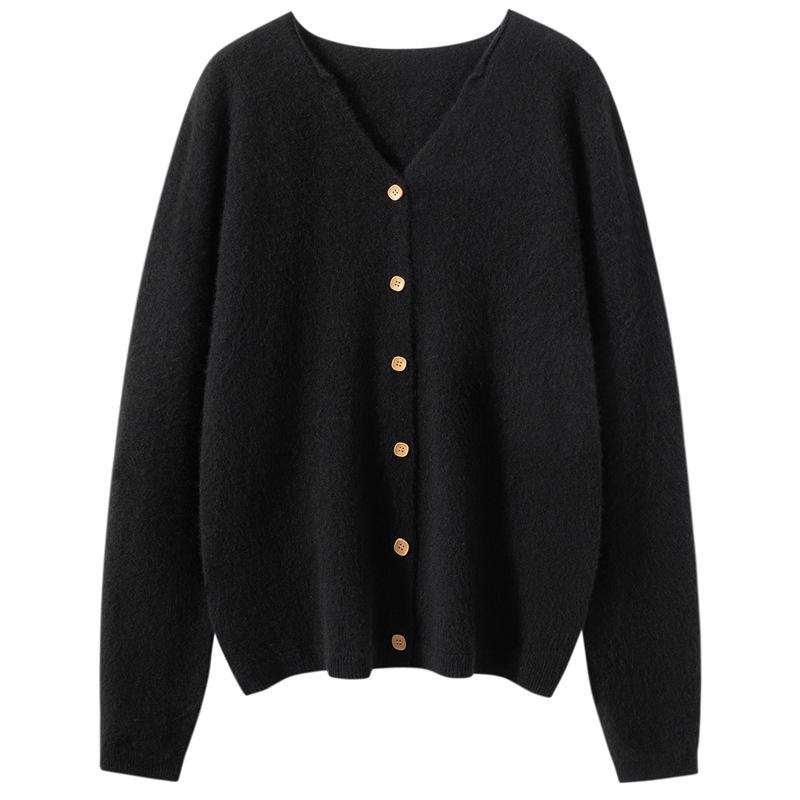 Chic Candy Color Women's Cashmere Cardigan - Slimming Long Sleeve Autumn/Winter Top