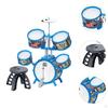 Beginner Kids Drum Set Includes Drumsticks Stool Boys Girls PVC Development Music Toy Educational