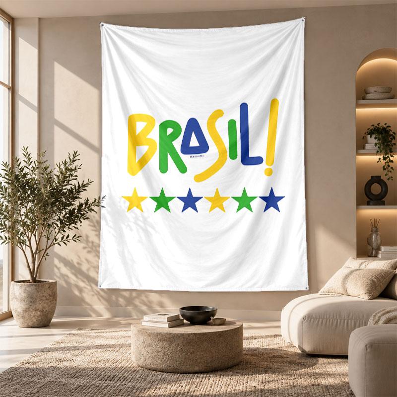 Decorative Tapestry,Brazil National Football Team Printed Wall Art, Lightweight Wall Hanging For Bedroom Background