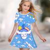 Girls 3D Print Dresses Kids Girl Party Short Sleeve Princess Dress Tank 3D  Moe Cartoon  Print Dress