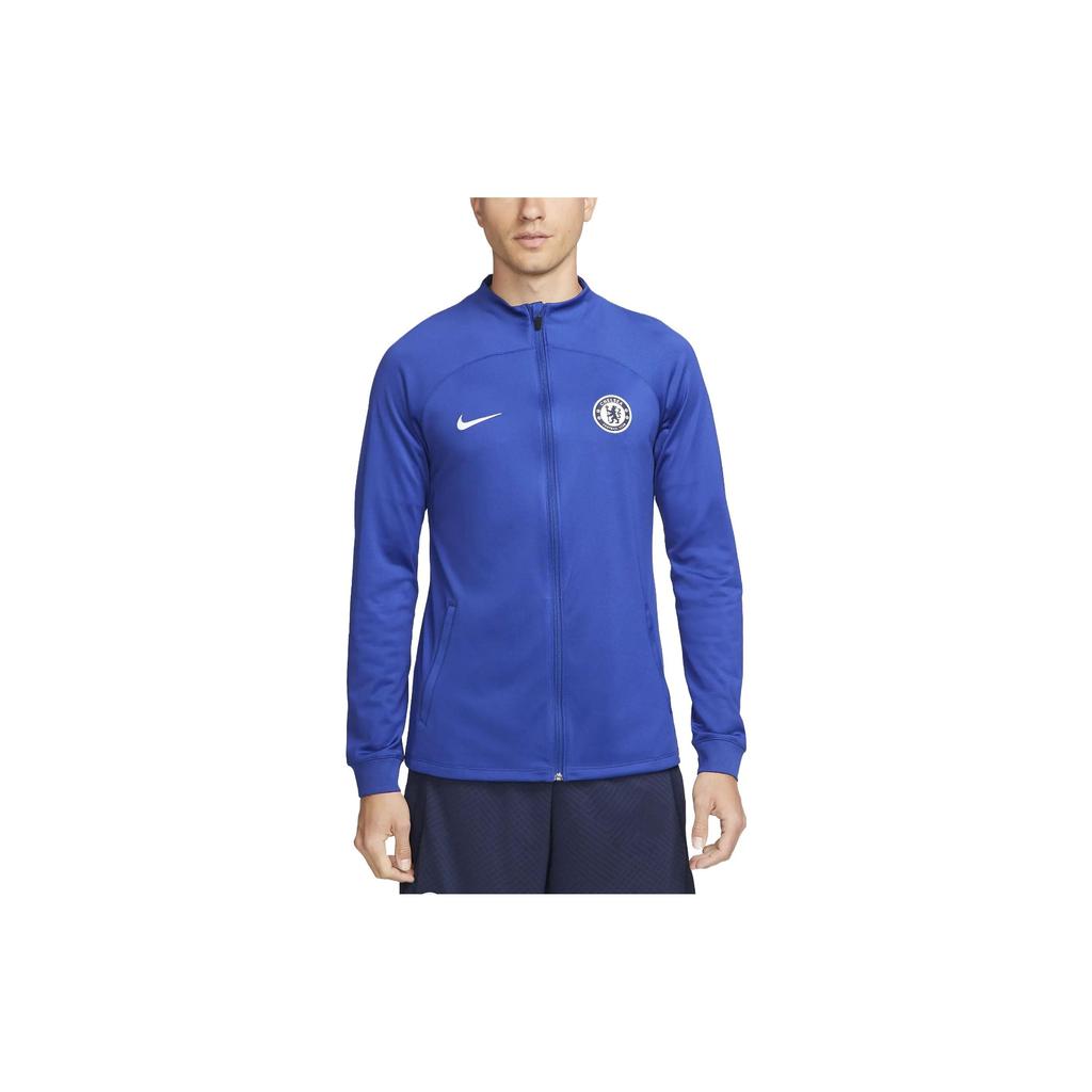 Nike F.C. Chelsea Team Badge Logo Quick-Dry Training Zip-Up Long Sleeve Football Shirt Men tops Blue DJ8533-495