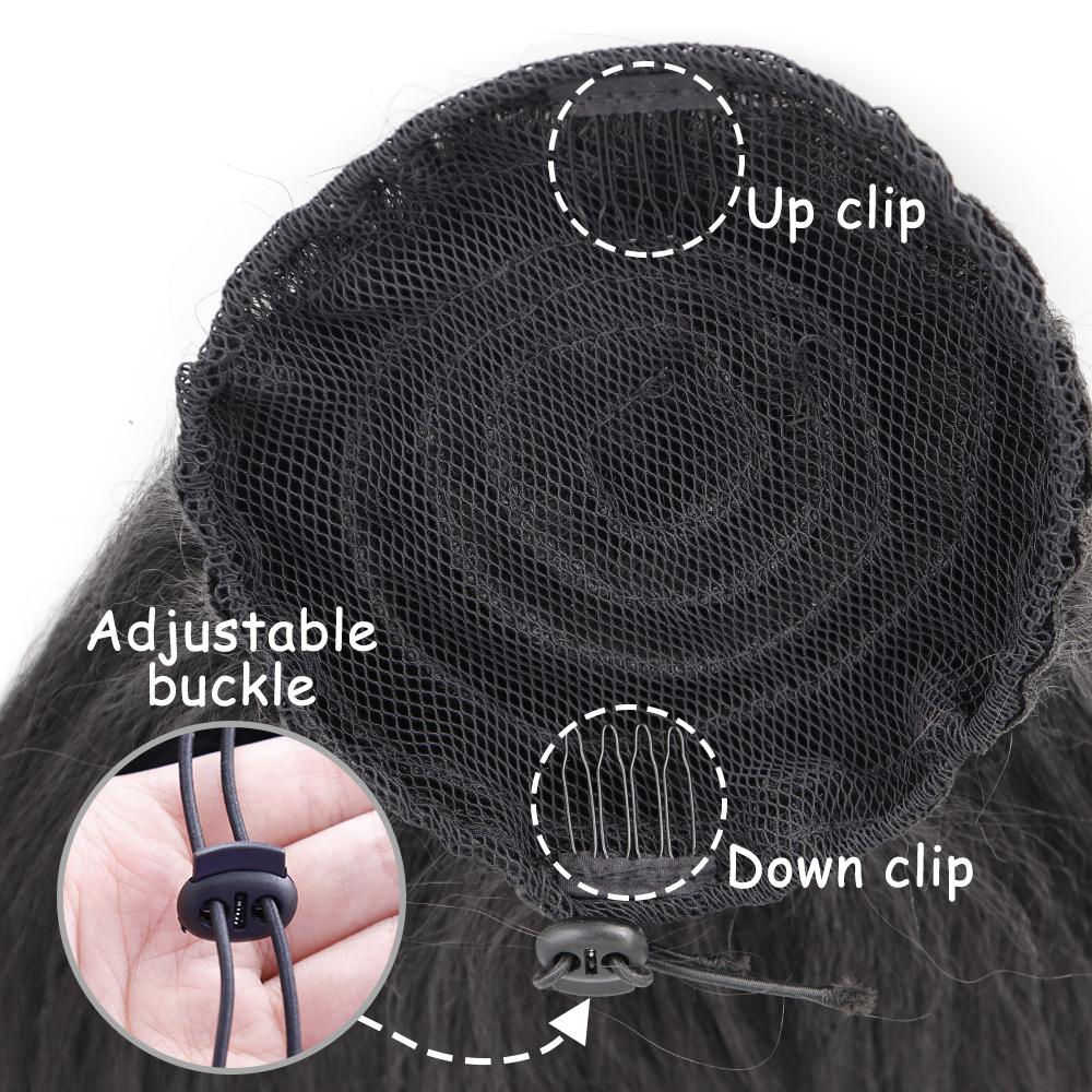 MERISIHAIR Syntetisk 45CM Bølgeponytail Hårforlengelse Justerbar Snøring Brun Hårstykke
