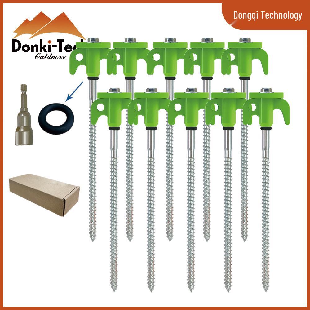 Fluorescent Spiral Tent Stake - Hexagonal Awning Anchor for Camping