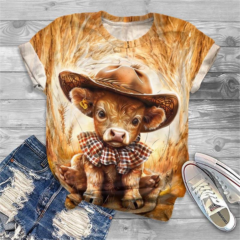 Fashion Animal Cow 3d Print T-shirt Women Fashion Short Sleeve Tshirt Girls Kawaii T Shirt Clothes Female 2000s Y2k Tops