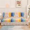 Printed Stretch Sofa Bed Cover Armless Folding Sofa Covers with Skirt Elastic Couch Slipcover for Living Room Funiture Protector