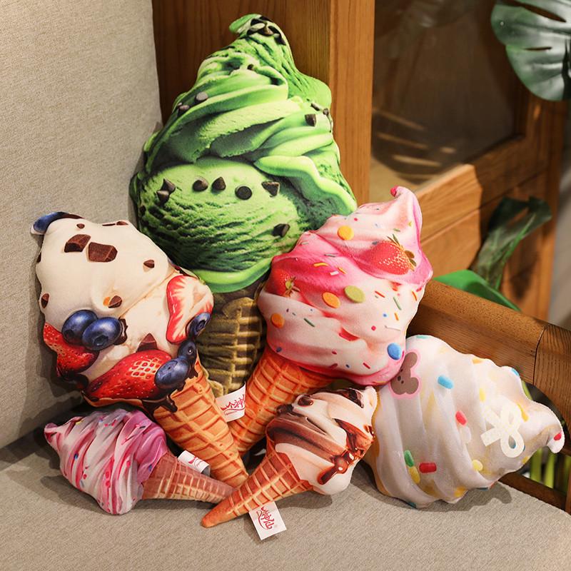 Simulation Ice Cream Plush Toy Soft Stuffed Food Delicious Dessert Doll Kids  Huggable Sleep Accompany Pillow Cushion Home Decor