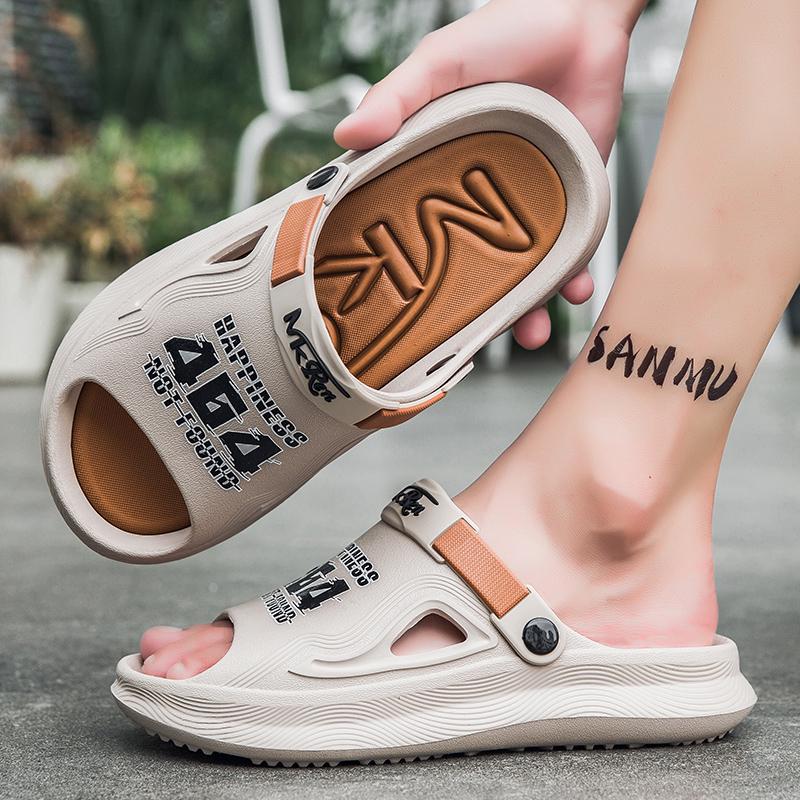 Fashion Summer Sandals Men's Slippers Couples Outdoor Slippers Beach Sandals Trendy One word  Garden Anti slip Slippers Clogs