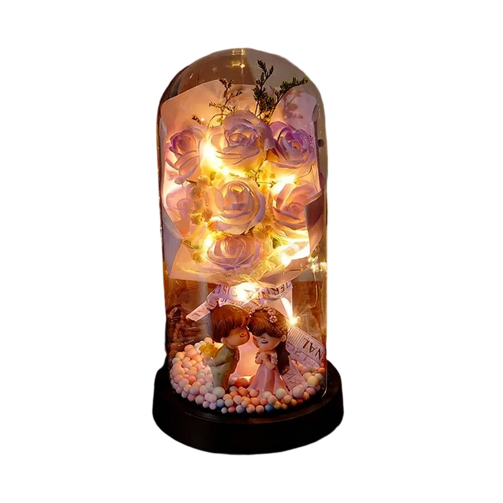 

Rose Eternal Life Flower Glass Cover Living Room Decor Gift For Girlfriend Birthday Gift Valentine s Day Mother s Day One Size